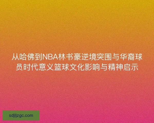 从哈佛到NBA林书豪逆境突围与华裔球员时代意义篮球文化影响与精神启示
