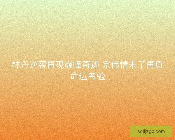 林丹逆袭再现巅峰奇迹 宗伟情未了再负命运考验 林丹逆袭再现巅峰奇迹 宗伟情未了再负命运考验