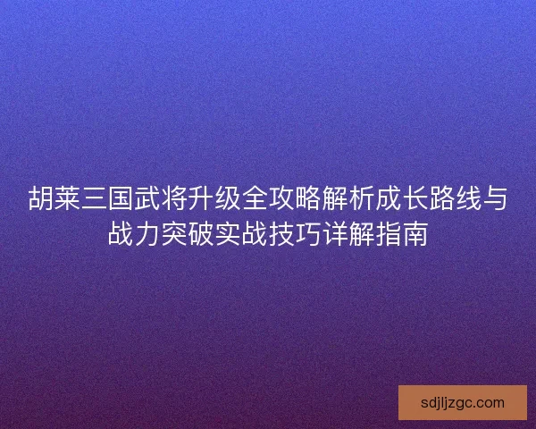 胡莱三国武将升级全攻略解析成长路线与战力突破实战技巧详解指南