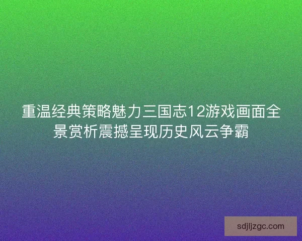 重温经典策略魅力三国志12游戏画面全景赏析震撼呈现历史风云争霸